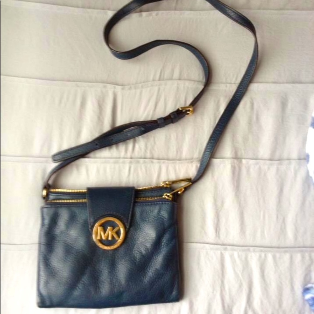 Michael Kors Navy Leather Crossbody Bag
